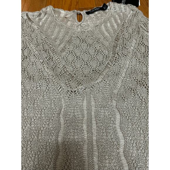 Lauren Ralph Lauren Metallic Linen Blend Crochet Sweater Dress XL Pewter NWT - Picture 14 of 14